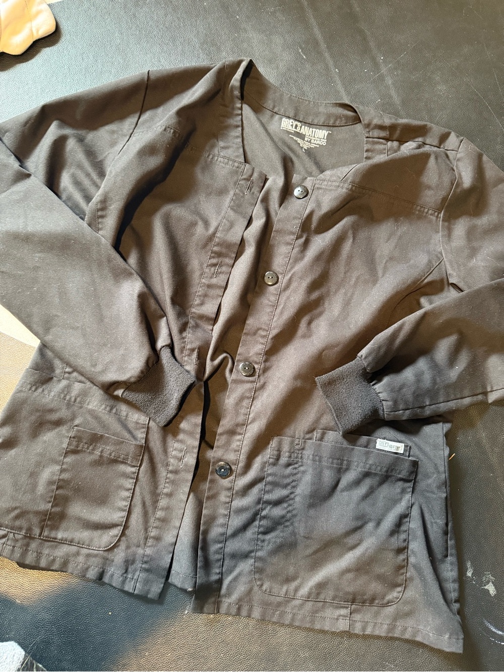 Barco Uniforms Black Medical Scrub Jacket Greys Anatomy Version
